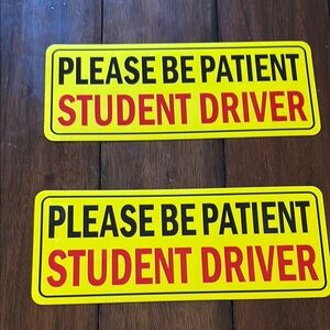 Vibrant Yellow and Red Student Driver Sign